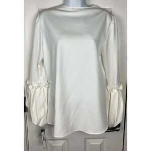 Tahari ASL NWT Ivory Balloon Sleeve Beck Blouse‎ Women’s Size XS